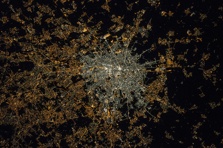 Astronauts onboard the International Space Station
(ISS) captured this picture of light pollution emanating from the Italian city of Milan in 2015.