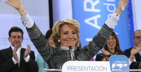 Esperanza Aguirre, en un mitin del partido en Pinto (Madrid)./ EUROPA PRESS