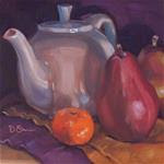 Teapot Red Pears and a Clementine - Posted on Sunday, February 1, 2015 by Deborah Savo