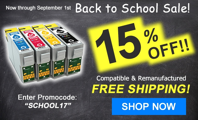 Back to School Save extra 15% on Ink