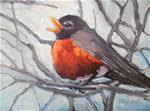 Daily Painting, Small Oil Painting, Wildlife Painting, Bird Art, 6x8" Robin in Oil - Posted on Friday, March 27, 2015 by Carol Schiff