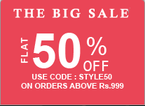 Get Extra 50% off sitewide on a minimum purchase of Rs.999 