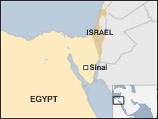 Map showing Egypt and Israel