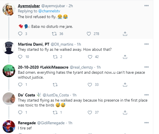 Nigerians react as the white pigeons released by President Buhari at Armed Forces Remembrance Day celebration refused to fly (video)