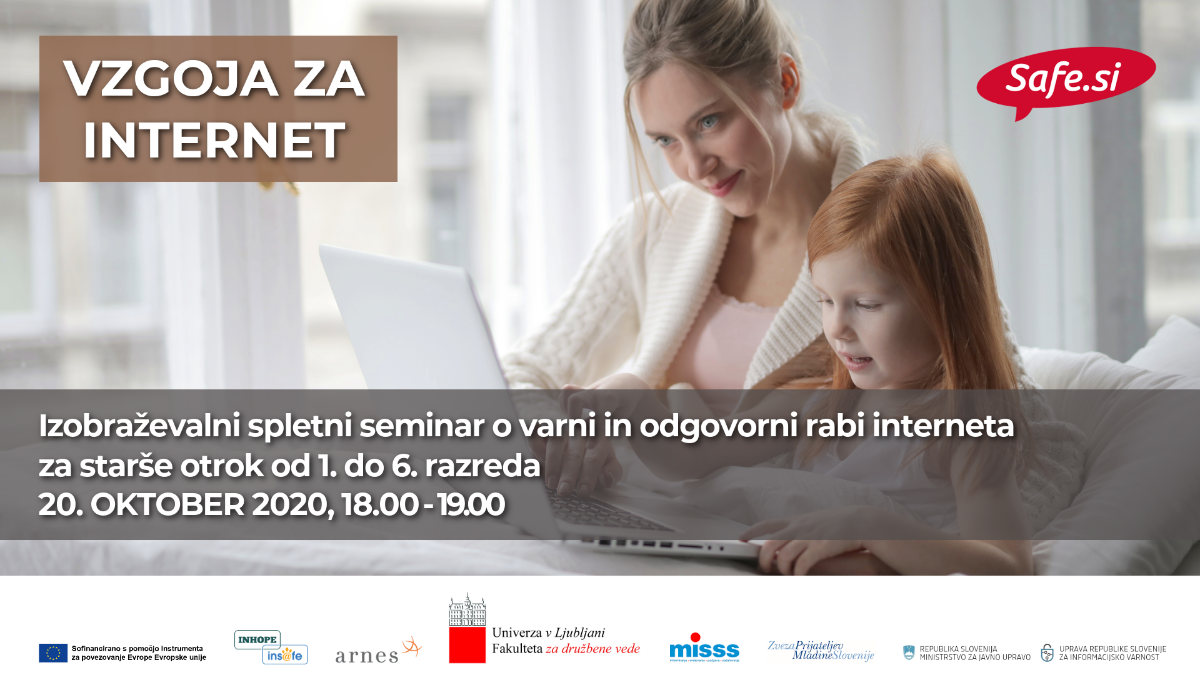 Vzgoja za internet: Izobraževalni spletni seminar za starše otrok od 1. do 6. razreda