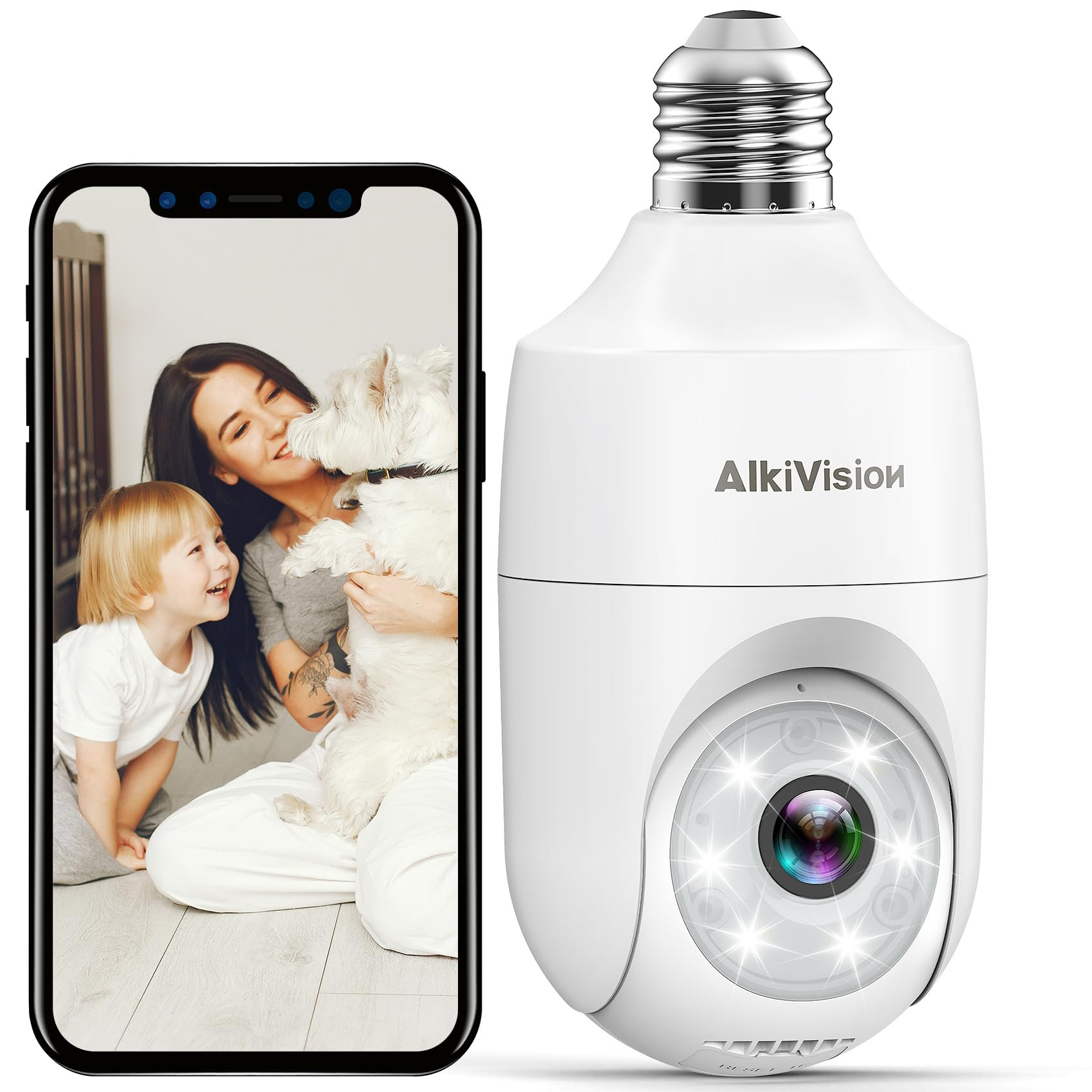 Alkivision 2K Light Bulb Security Camera