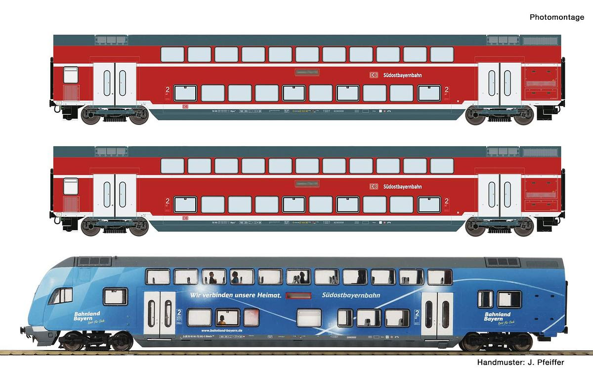 Roco HO  74156 ~AC 3 piece set: Double-deck coaches