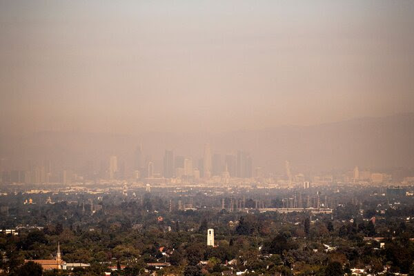 Smog from pollution and wildfires covered Los Angeles last year. 