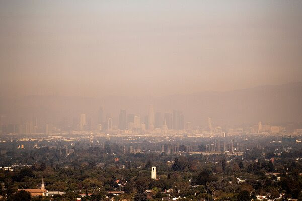 Smog from pollution and wildfires covered Los Angeles last year.