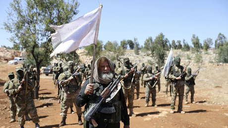 Miembros de Hayat Tahrir al Sham (Al Nusra) en el norte de Idlib (Siria), el 14 de agosto de 2018.