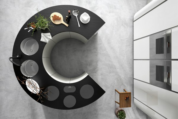 A circular kitchen design carries wow factor-though can prove quite a challenge to fit into a regular kitchen space.