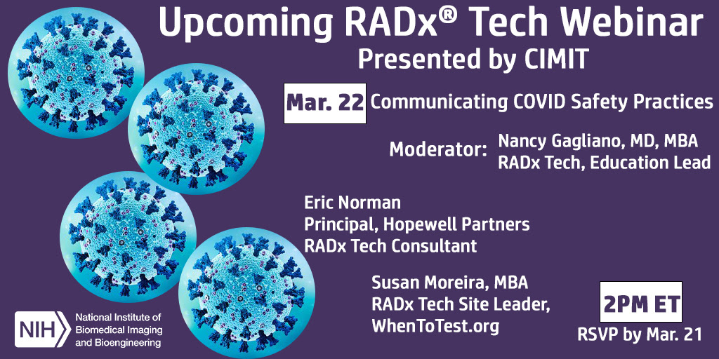 Advertisement for upcoming RADx Tech webinar