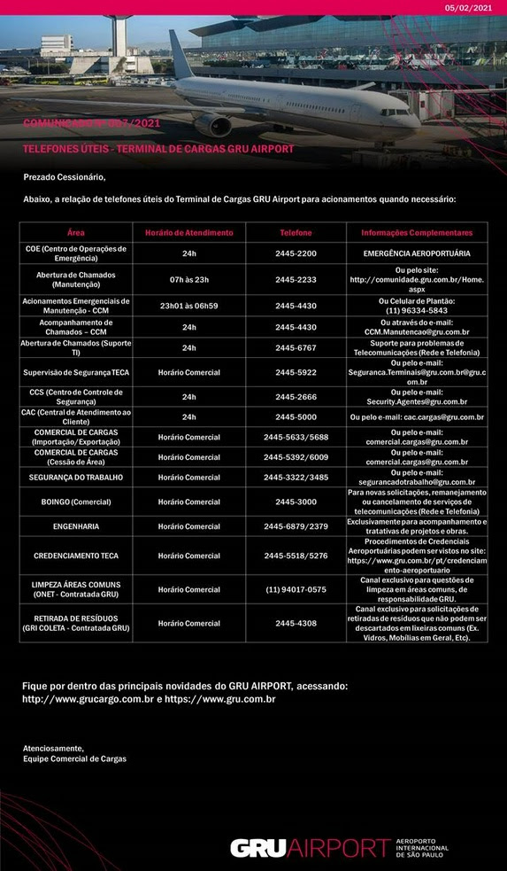COMUNICADO GRU AIRPORT