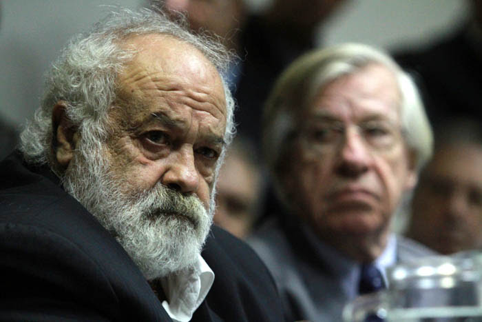 El Ministro de Defensa Nacional, Eleuterio Fernández Huidobro, durante la presentacion del gabinete del Presidente electo Tabaré Vázquez en su comando de campaña.
Vázquez mantendrá a Fernández Huidobro en el cargo que le asignara el ex presidente José Mujica.
02 de diciembre 2014
Montevideo - Uruguay