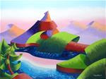 Mark Webster - Astro Pop Sunset - Abstract Geometric Landscape Oil Painting - Posted on Wednesday, December 10, 2014 by Mark Webster