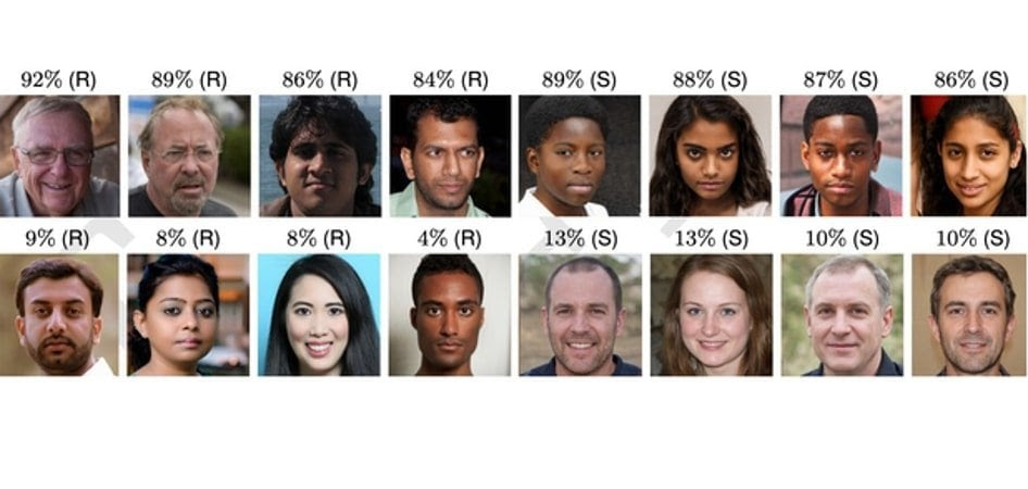 This shows a mix of real people's faces and AI generated faces