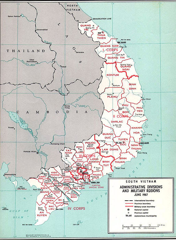 bản đồ hành chánh VNCH (1967). Nguồn: Wikipedia.org