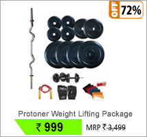 Protoner Weight Lifting Package 20 Kgs + 3 Curl Rod