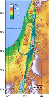 Ben Gurion Canal topographic map