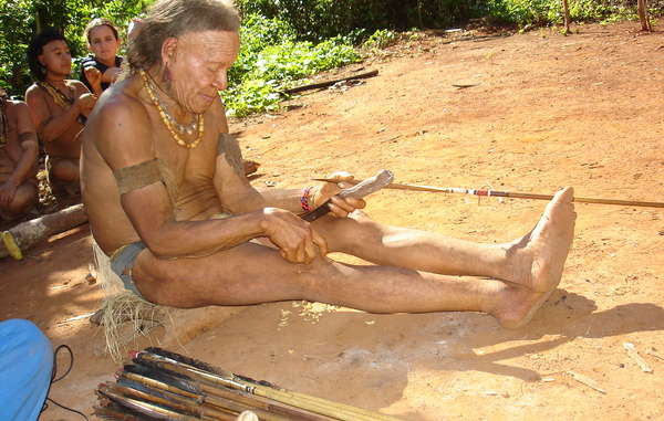 Konibu at his home in the Amazon