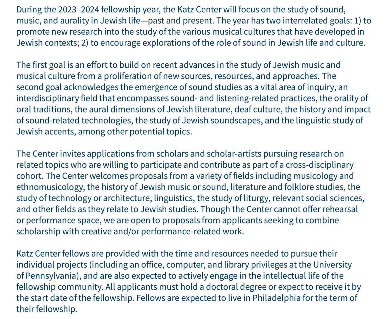 The Sound and Music of Jewish Life: 2023–2024 Fellowship Theme Description