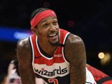 Washington Wizards guard Bradley Beal (3) stands on the court during the second half of an NBA basketball game against the Atlanta Hawks, Friday, March 6, 2020, in Washington. The Wizards won 118-112. (AP Photo/Nick Wass)