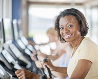 Woman on excersise machine