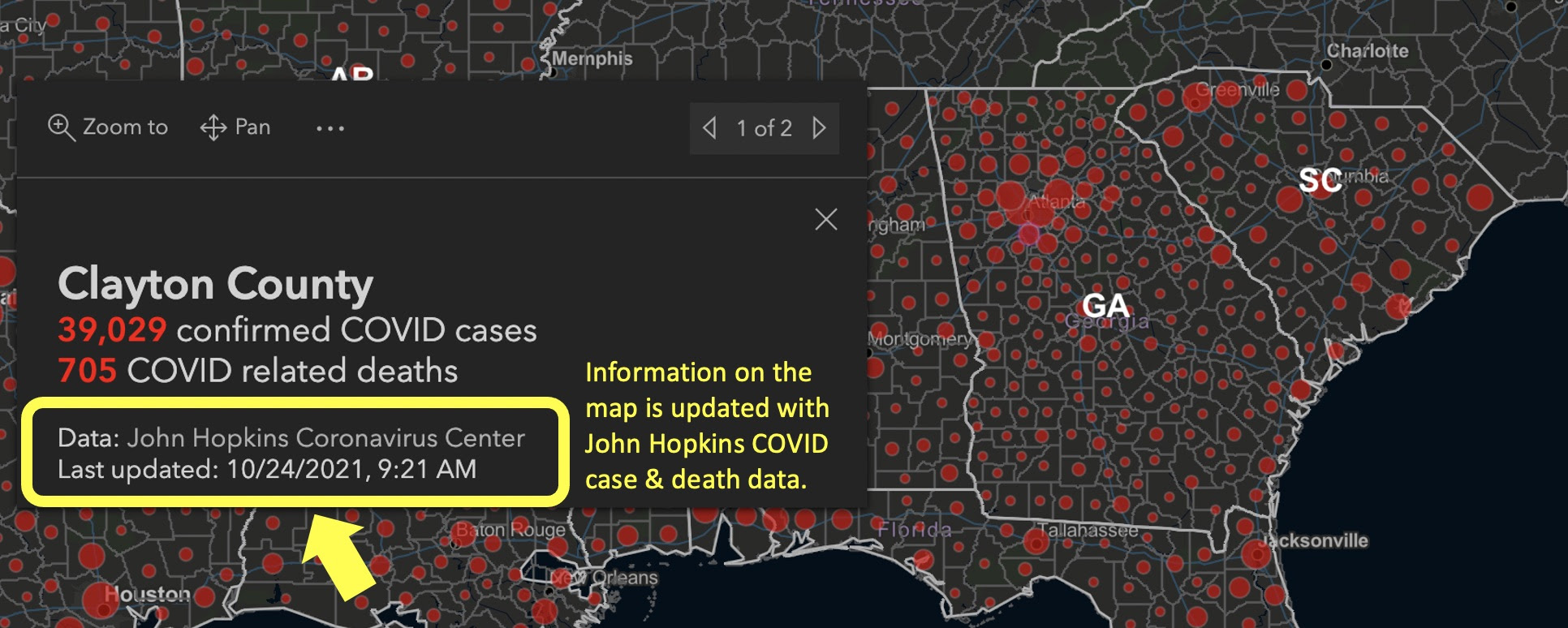 Dynamic maps refresh automatically with the latest data.