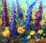 Delphiniums and Zinnias - Flower Paintings by Nancy Medina - Posted on Saturday, January 3, 2015 by Nancy Medina