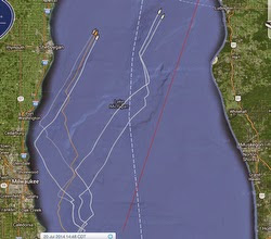 J/105 tracks in Mackinac Race