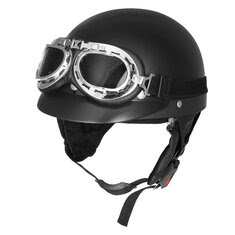 Retro Motorcycle Half Face Helmet Scooter With Sun Visor UV Goggles