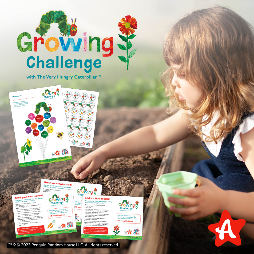 Growing challenge promotional image showing girl planting seeds