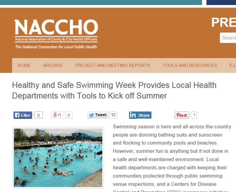 NACCHO Blog about Resources for Pool Programs