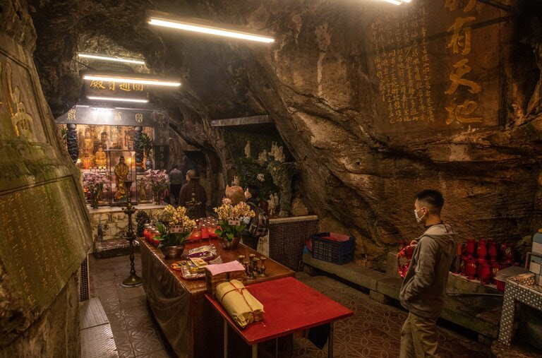 A bunker that has been converted into a temple in Keelung, Taiwan.