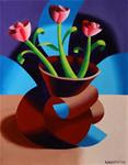 Mark Webster - Futurist Dancing Abstract Flower Pot Still Life Oil Painting - Step Two - Posted on Sunday, January 11, 2015 by Mark Webster