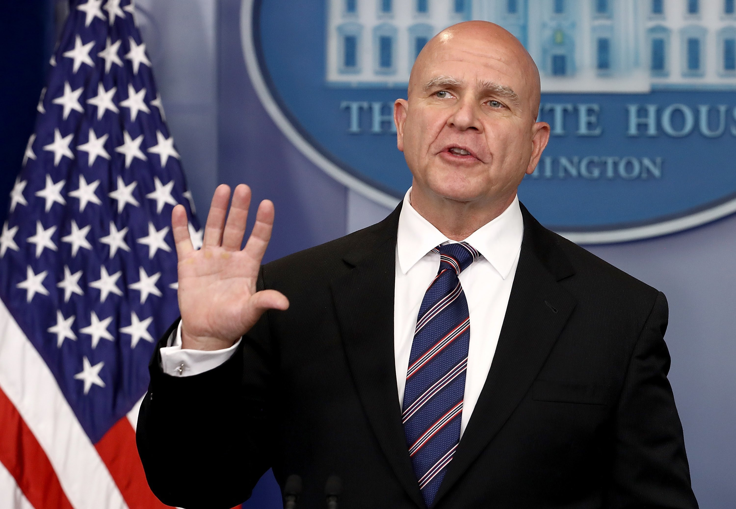 National Security Advisor H.R. McMaster answers questions during a press briefing at the White House on Tuesday. 