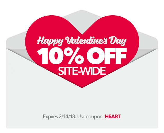 Happy Valentine's Day - Take 10% Off Site-Wide with coupon: HEART
