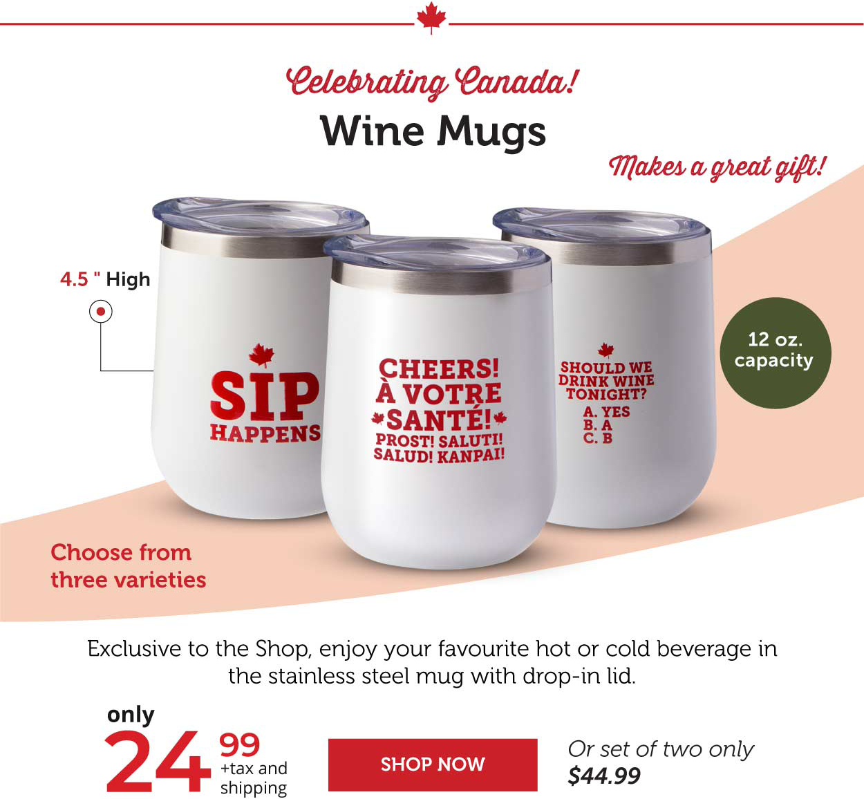 Celebrating Canada Wine Mugs