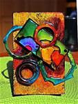 Mixed Media Mini Wall Sculpture " C6" by Colorado Mixed Media Abstract Artist Carol Nelson - Posted on Sunday, December 28, 2014 by Carol Nelson