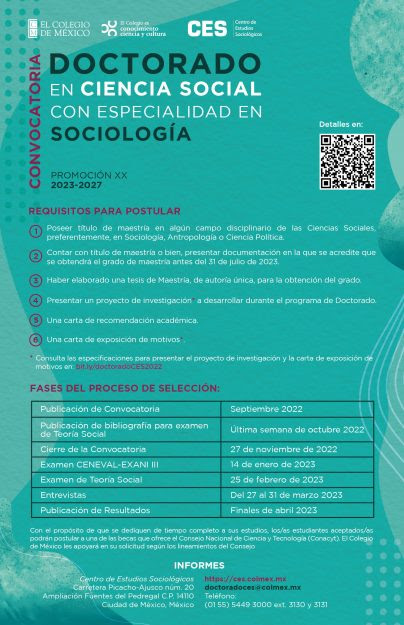 Doctorado en Ciencia Social con especialidad en Sociología