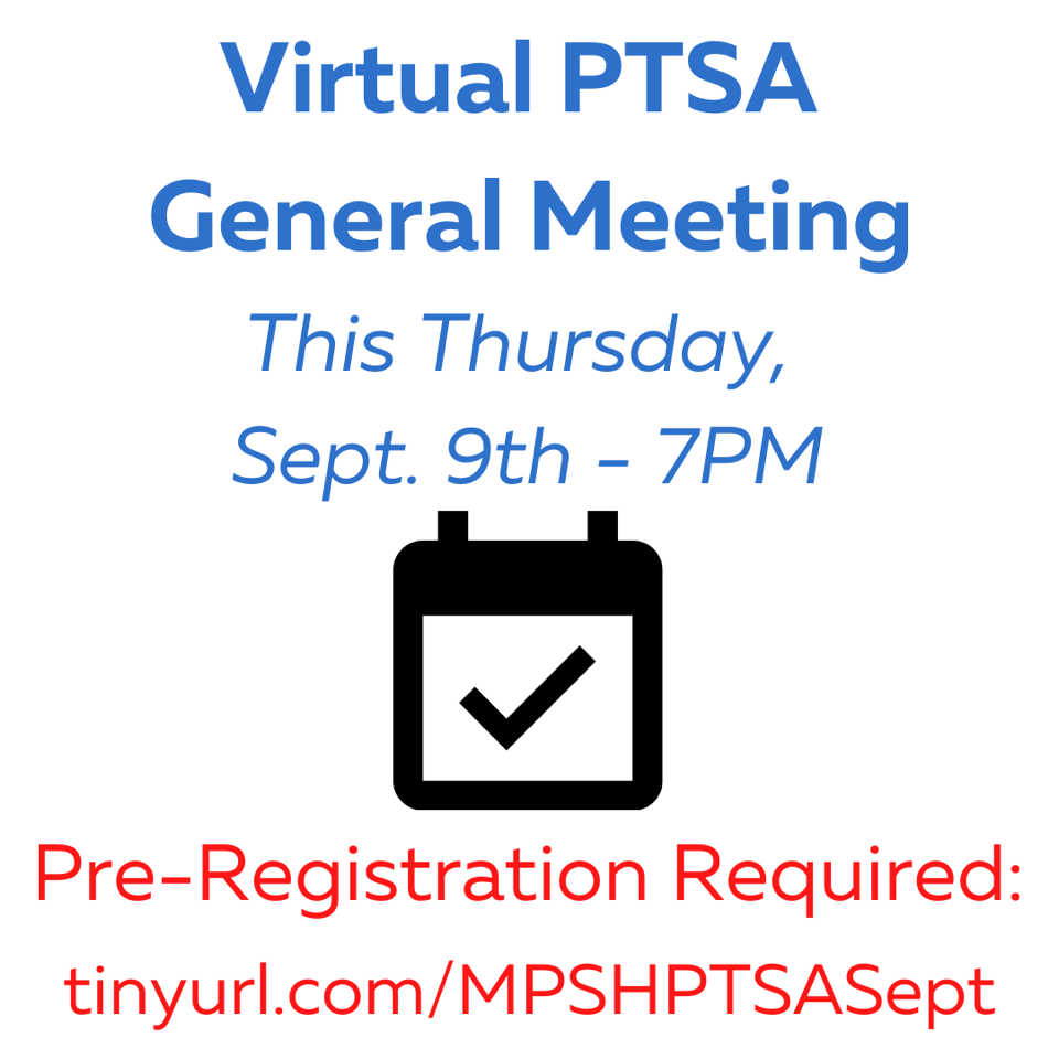 First General PTSA meeting @ Zoom