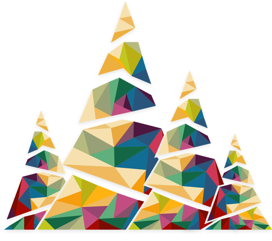 Stylistic trees made to look like stained glass.
