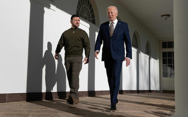 Volodymyr Zelensky and Joe Biden in Washington