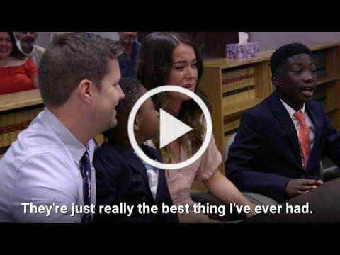 Thankful teenage boy gives sweet speech during adoption