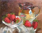 Strawberries and cream - Original Still Life in Oils - Posted on Monday, March 16, 2015 by Nithya Swaminathan