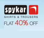 Flat 40 % off + 20% Extra  on Spykar Shirts and Trousers 