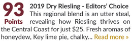 2019 Dry Riesling - 93 Points, Editors' Choice