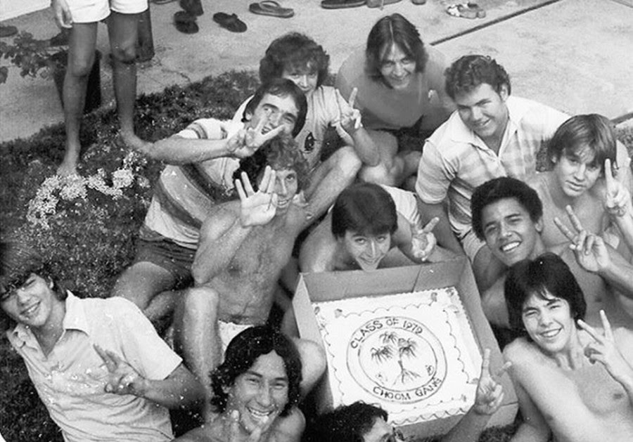 1979                                                          barack obama                                                          with choom                                                          gang on                                                          hawaii