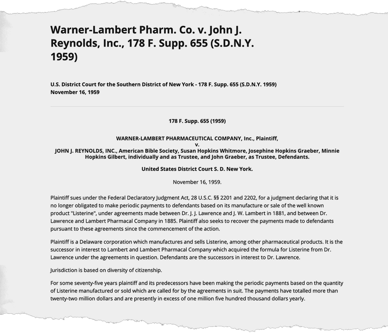 Warner-Lambert Pharm. Co. v. John J. Reynolds, Inc.
