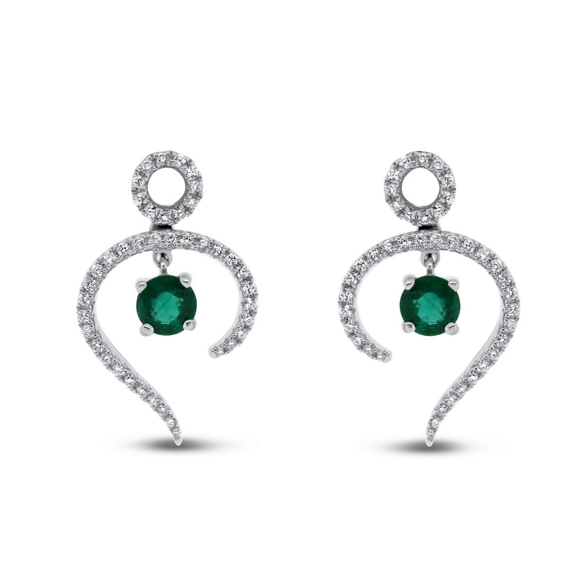 emerald and diamond drop earrings by ronan campbell at designyard contemporary jewellery dublin ireland 